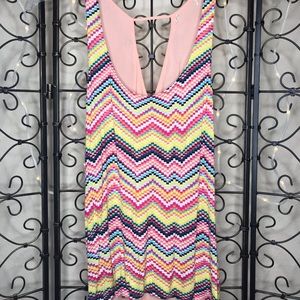 Multi-colored, open-back, flowy tank top